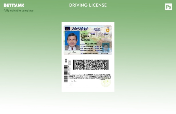 Возачка дозвола во модерен стил САД Северна Дакота – сегашен шаблон